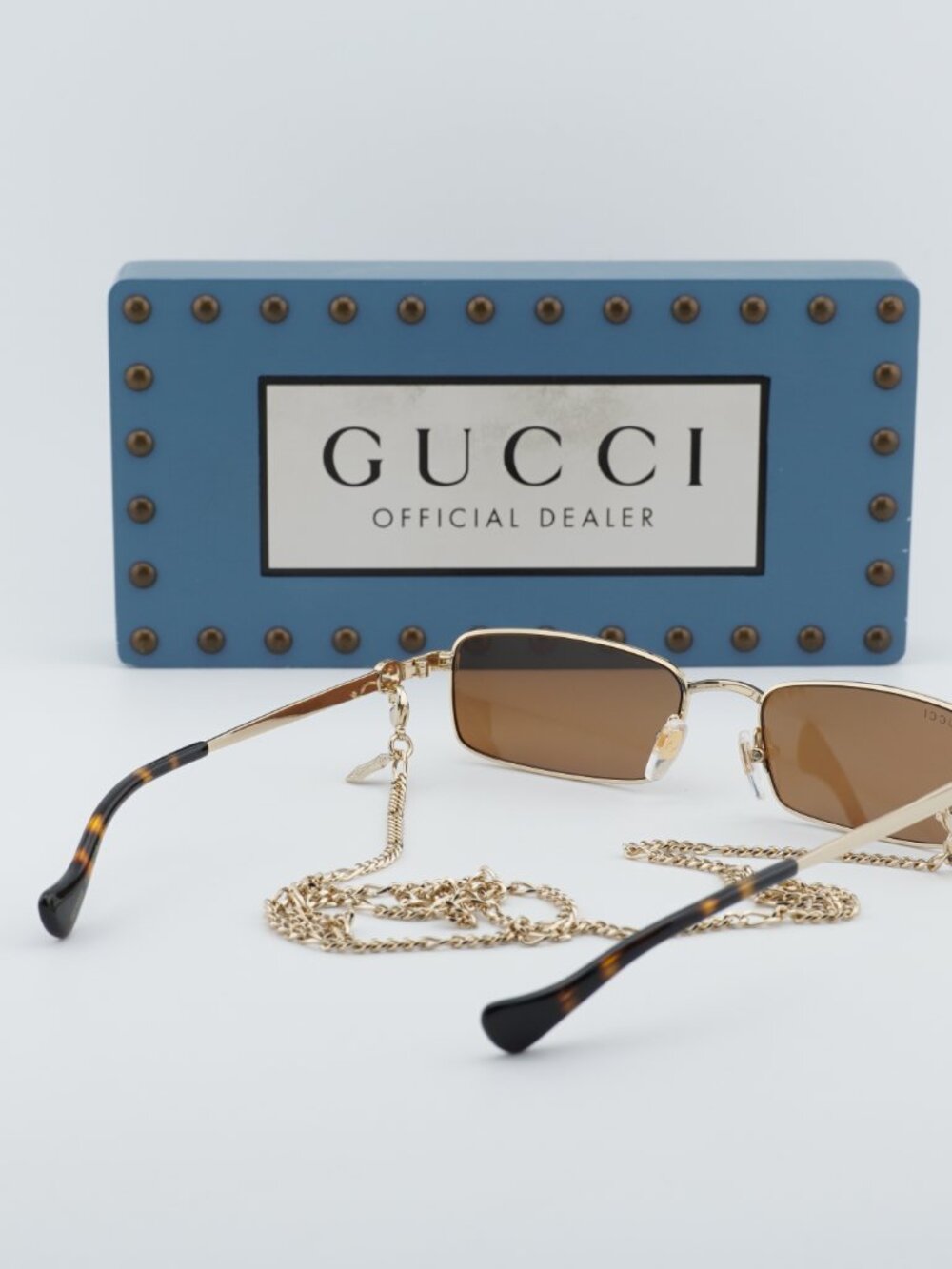 Gucci GG1600S 002 Rectangle Sunglasses - Gold / Brown - Picture 7 of 12
